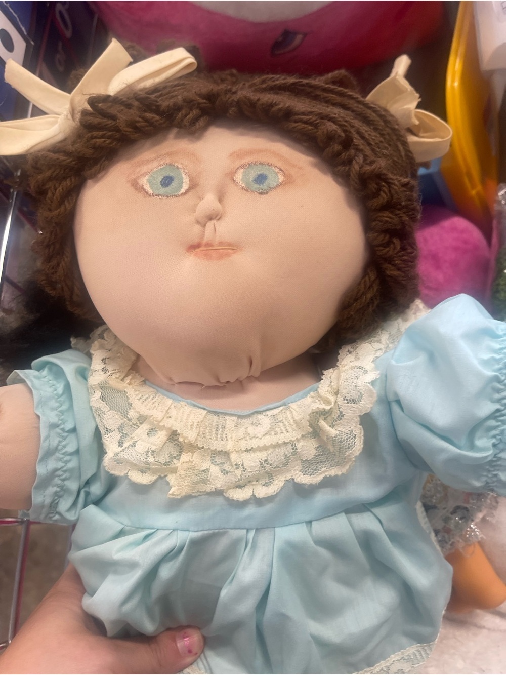 Handmade Cloth Doll in Light Blue Dress